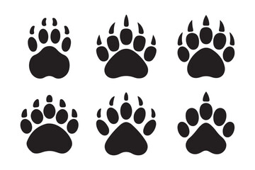 Collection of black animal paw prints