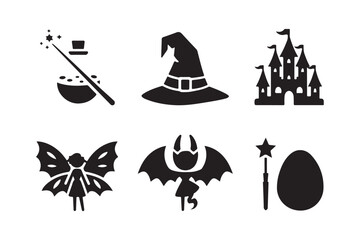 Halloween icons silhouette collection for spooky designs