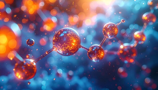 Abstract molecular structure with vibrant colors