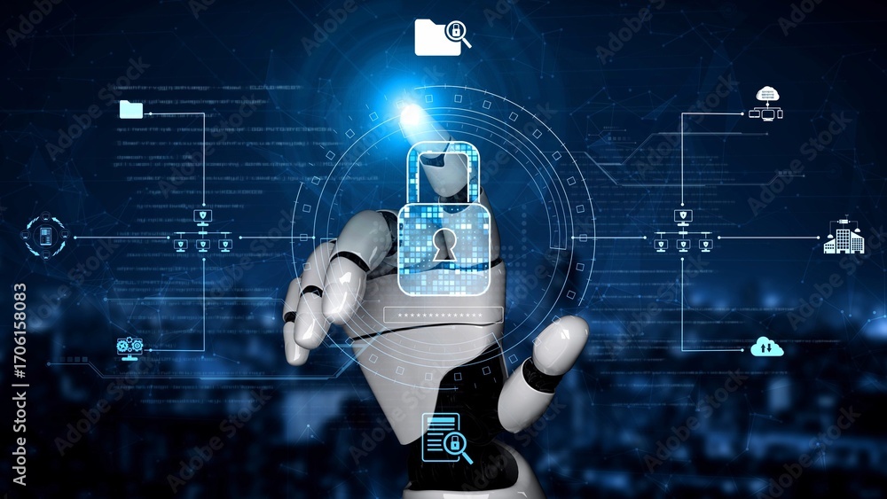 Poster cyber security protection and cyber security strategies against cyber threats, system hacks, digital