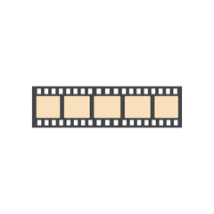 A blank film strip showcasing empty frames against a minimalistic background, ideal for creative projects