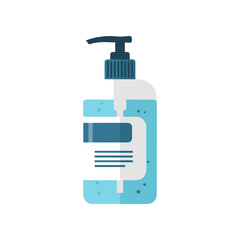 A blue pump bottle of liquid soap stands prominently, showcasing its sleek design and label