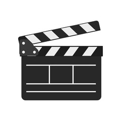 Fototapeta premium A classic film clapperboard symbolizing movie production, set against a simple background