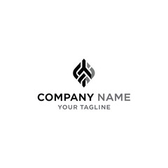 A modern, abstract, geometric logo design featuring interlocking dark gray and black shapes within a diamond-like outline, accompanied by placeholder text fo...