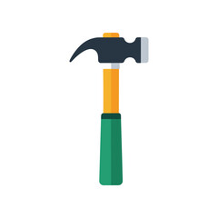 A colorful hammer with a green handle and yellow shaft, symbolizing construction and DIY projects