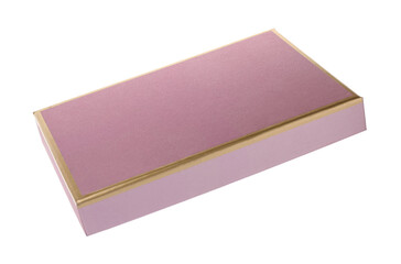 One pink lid from gift box isolated on white