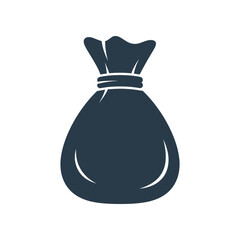 A dark silhouette of a tied bag against a plain background, symbolizing storage or collection