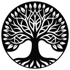 golden tree of life emblem isolated on white background