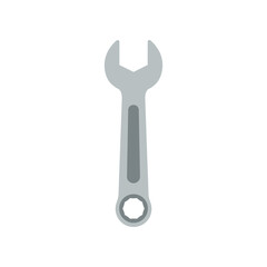 A detailed illustration of a metallic wrench on a plain background, ideal for repair themes
