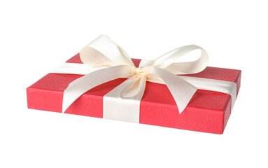 Beautiful gift box lid with bow isolated on white