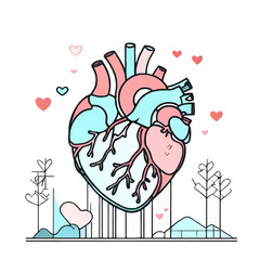 anatomical heart cartoon vector illustration