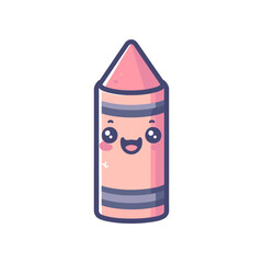 A cheerful cartoon crayon with a smiling face and vibrant colors, set against a simple white background