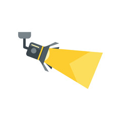 A modern spotlight illuminating a bright yellow beam in a minimalist setting