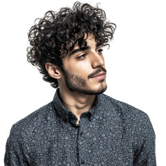 Obraz premium Thoughtful Middle Eastern man portrait on transparent background