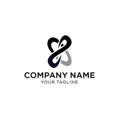Abstract infinity symbol logo design with company name and tagline placeholder on a white background.