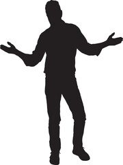 vector,silhouette of a man with doubt or confused expression