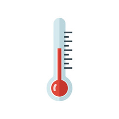 A simple illustration of a thermometer displaying a high temperature against a white background