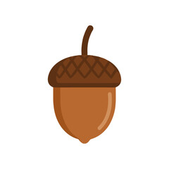 A simple, stylized illustration of an acorn on a white background, suitable for nature-themed designs