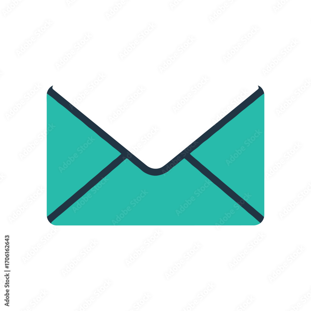 Poster A teal envelope symbolizing digital communication, set against a minimalistic background with soft shadows