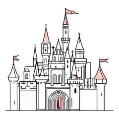 medieval castle outline sketch vector illustration