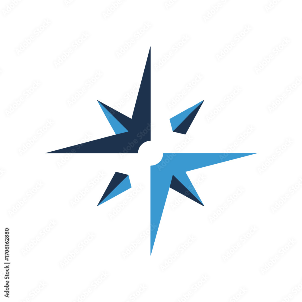 Poster a vibrant compass design symbolizing navigation and exploration on a clean background