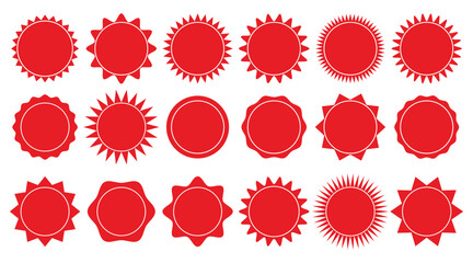 Red Badge Vector Set | Blank Labels, Seals & Starburst Shapes