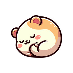 Cute cartoon bear character sleeping peacefully on a white background, ideal for children's designs