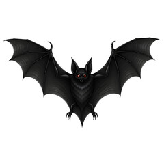 Fototapeta premium Spooky Black Bat with Glowing Red Eyes, Halloween Illustration