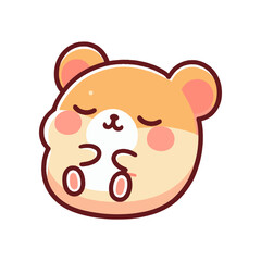 Cute cartoon bear character sleeping peacefully with a soft expression on a white background