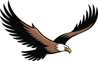 Obraz premium Flying Eagle Bird Silhouette, Wild Eagle Icon, Majestic Bird of Prey, Freedom and Power Symbol
