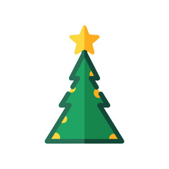 A vibrant, stylized Christmas tree with a star on top, set against a plain background, ideal for festive designs