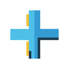 Obraz premium Abstract design featuring a blue and yellow cross symbolizing health and wellness