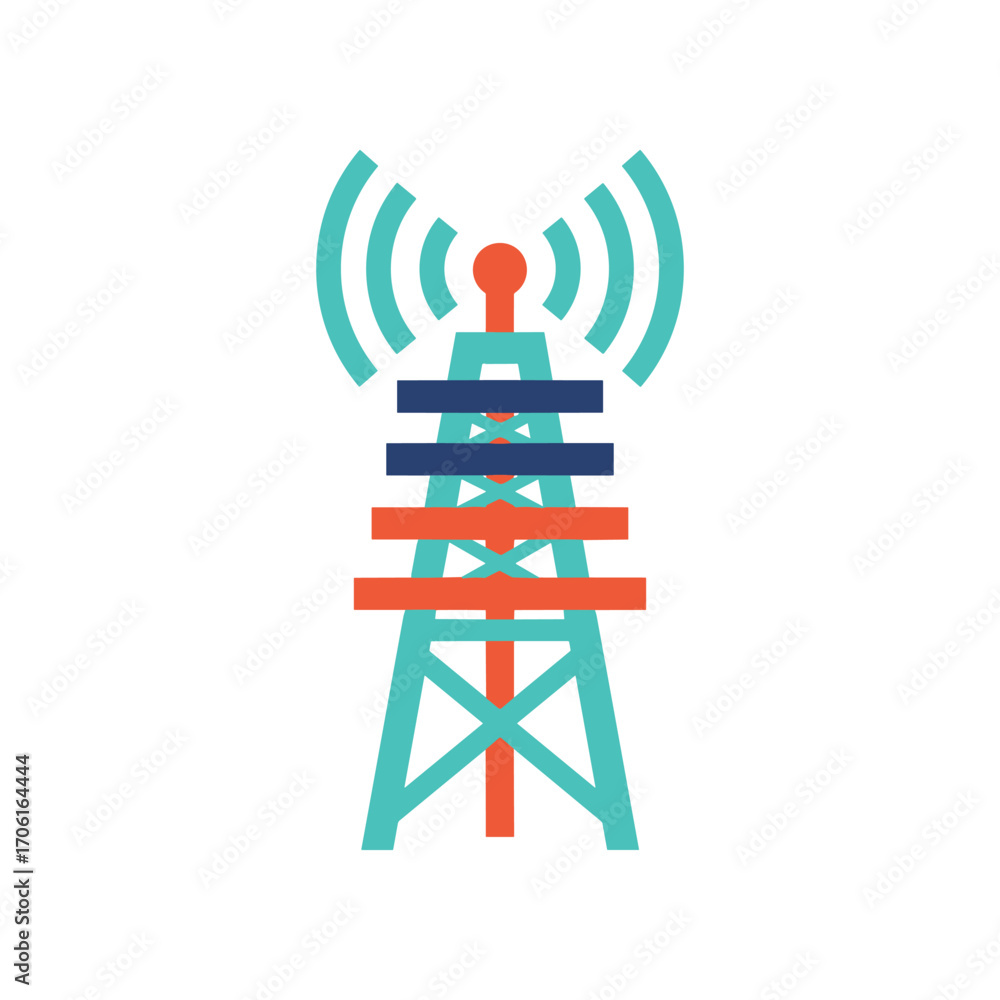 Aufkleber abstract representation of a communication tower with signal waves, symbolizing connectivity
