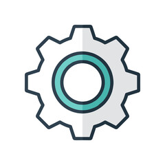 Abstract representation of a gear symbolizing technology, innovation, and progress, with a clean background