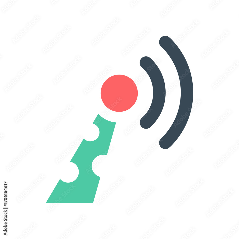 Aufkleber abstract representation of wireless communication with signal waves emanating from a point