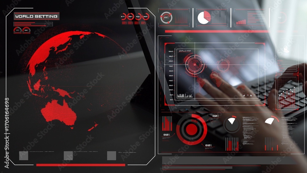 Aufkleber high-tech global network connection interface showing worldwide digital communication, data exchange