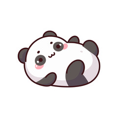Cute cartoon panda character lying on its back with a cheerful expression, ideal for children's illustrations