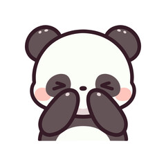 Cute cartoon panda character with a joyful expression, playfully covering its eyes with paws