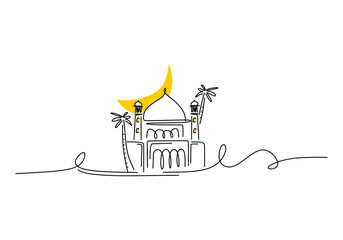 mosque vector illustration of a line