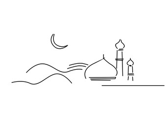 mosque vector illustration of a line