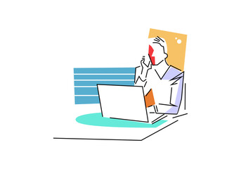 man sitting with laptop computer