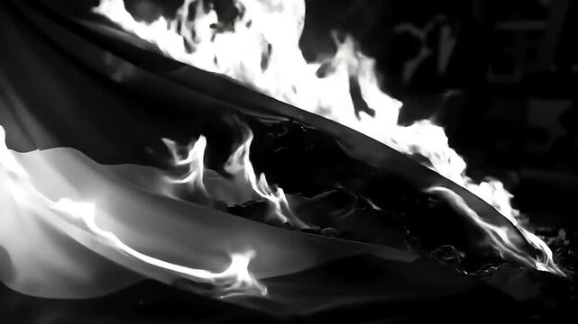 Burning Flag at Night.