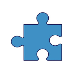 Blue puzzle piece isolated on white background, symbolizing problem-solving and creativity