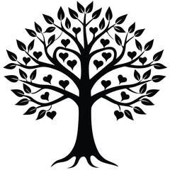 Obraz premium tree of life heart shaped branches isolated on white background