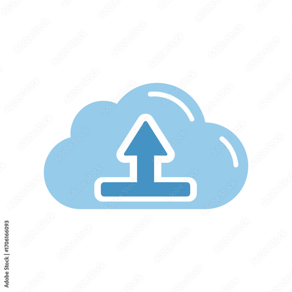 Aufkleber cloud upload icon representing digital data transfer, with a simple design and clear background