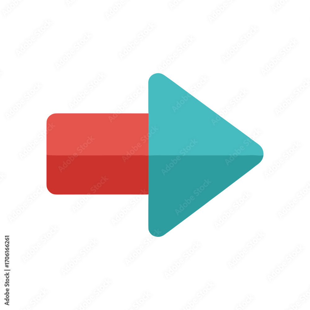 Poster colorful arrow icon pointing right, symbolizing direction and progress in digital design