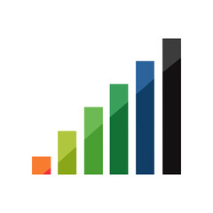 Colorful bar graph representing growth trends in a business environment with a clean background