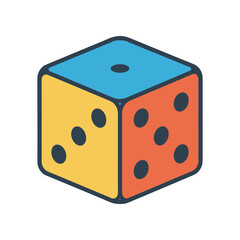 Colorful dice arranged playfully on a table, with a blurred game board in the background