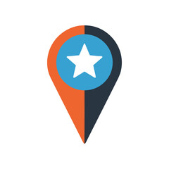 Colorful location pin icon with a star, symbolizing navigation and point of interest