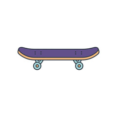 Colorful skateboard with unique design showcased against a simple background